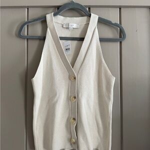 NWT LOFT Ivory Sleeveless Knit Vest